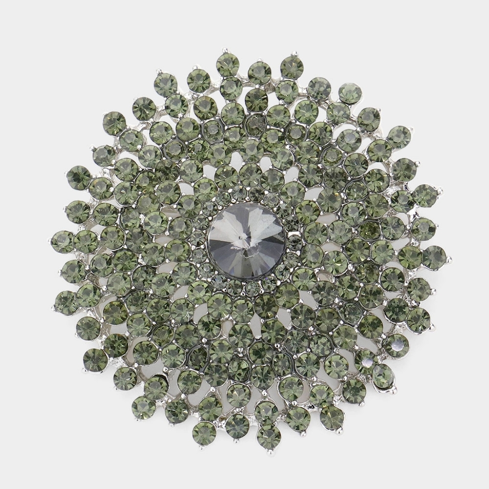 Black Brooch Crystal Pin Bubble Stone Circle Style Rhinestones Bling Accessory